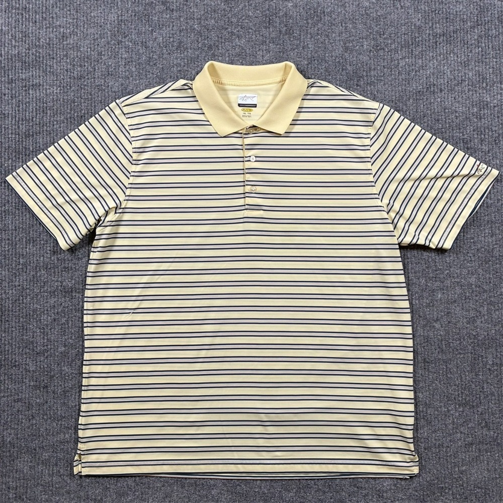 Greg Norman Play Dry Mens Polo Shirt Size 2XL Yellow Striped‎ Short Sleeve